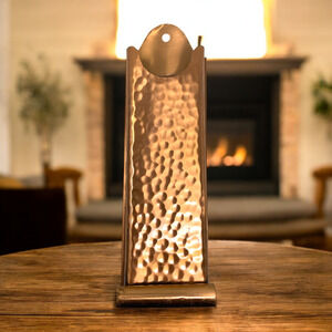 Vintage Gregorian Solid Copper 10" Long Match Holder Hammered USA Farmhouse